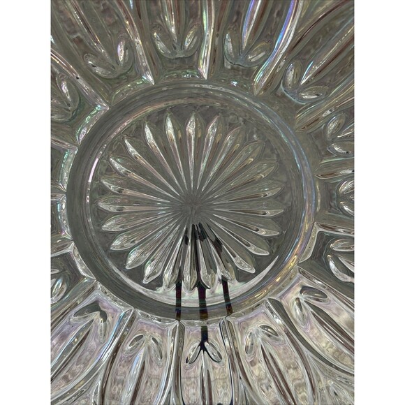 Federal Petal Clear Carnival Glass Circa 1960 Iridescent Salad Plate - Picture 9 of 11